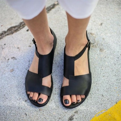 open toe side cutout flats